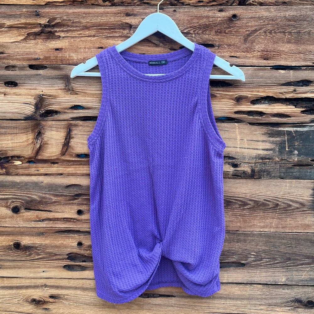 MIHOLL | Purple Waffle Knit Tank Top M